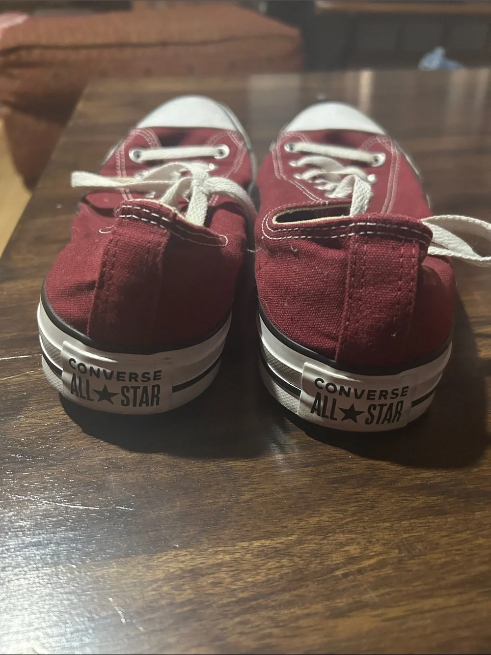 Converse Low Top Sneakers in Maroon and White - Picture 3 of 4